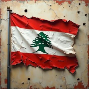 AI image, Lebanon, flag, war